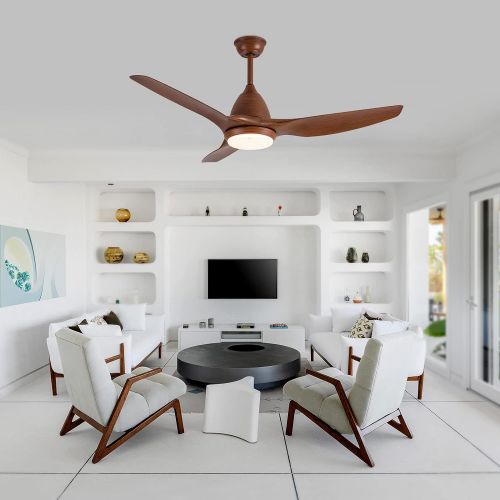  TCL 52-in Indoor Outdoor Ceiling Fan with Lights and Remote Control, Modern 3 Blades Noiseless Reversible DC Motor, 6-speed, 3-Color Temperature Switch (52 -Chestnut)