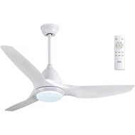 TCL 52 White LED Ceiling Fan with Light and Remote Control, Modern 3 Blades Noiseless Reversible DC Motor, 6-speed, 3-Color Temperature Switch (52 -Bright White)