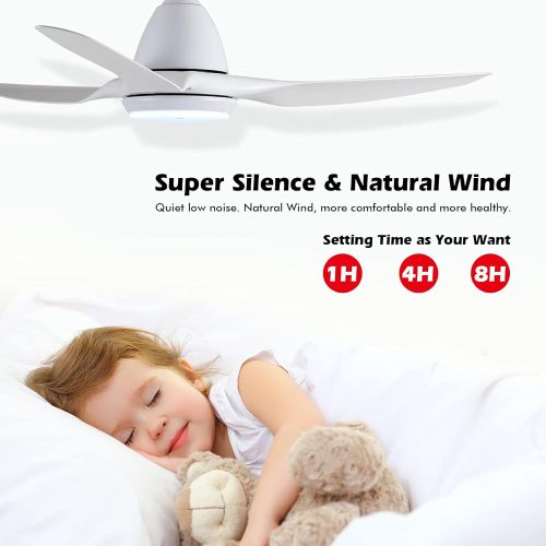  TCL 52 White LED Ceiling Fan with Light and Remote Control, Modern 3 Blades Noiseless Reversible DC Motor, 6-speed, 3-Color Temperature Switch (52 -Bright White)