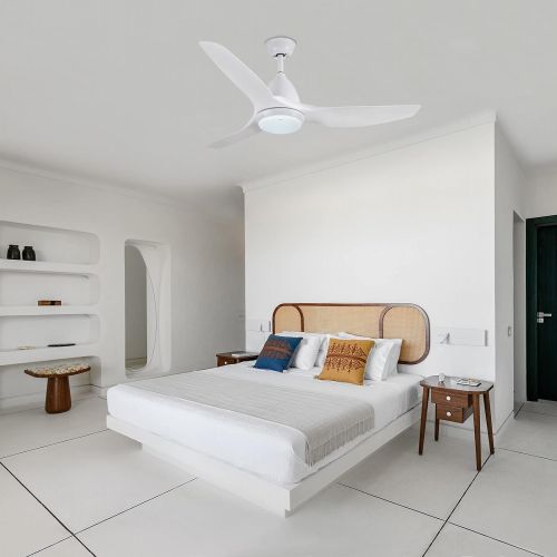  TCL 52 White LED Ceiling Fan with Light and Remote Control, Modern 3 Blades Noiseless Reversible DC Motor, 6-speed, 3-Color Temperature Switch (52 -Bright White)