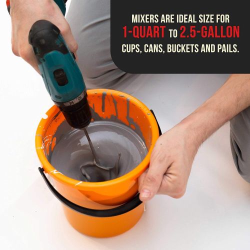  [아마존베스트]TCP Global 2 Types of Paint, Epoxy Resin, Mud Power Mixer Blade Drill Tools for Mixing Quarts to 2.5 Gallon Buckets - 14 Long, 1/4 Round and 5/16 Hex Shafts, 2.5 and 3 Plastic Padd