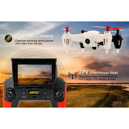  Tenergy TDR Robin 5.8G FPV RC Drone Quadcopter with 2MP 720P HD Camera and 4G MicroSD, Built-in 4.3 LCD and Pop-up Sunshade Transmitter, RTF