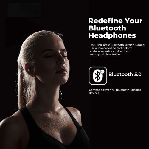  V5.0 Bluetooth Headphone TDYY Wireless Earbuds IPX4 Waterproof Sport Earphone Automatic Pairing & Charging Noise Cancellation HD Sound 6Hours+ Playing Time with Charging Case Ideal