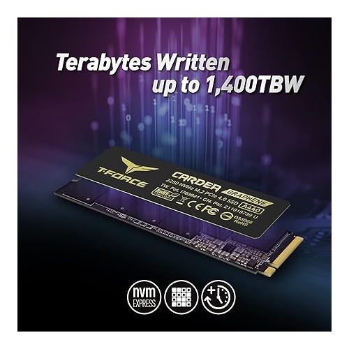  TEAMGROUP T-Force CARDEA A440 Graphene & Aluminum Heatsink 2TB DRAM SLC Cache 3D NAND TLC NVMe Phison E18 PCIe Gen4x4 M.2 2280 Internal SSD Works with PS5 Read/Write 7,000/6,900 MB/s TM8FPZ002T0C327