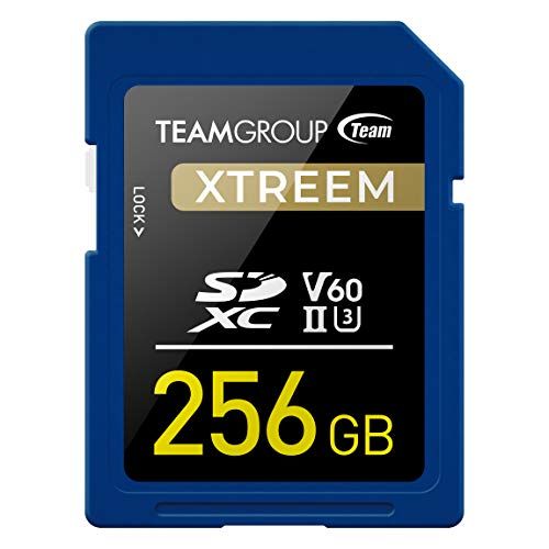  TEAMGROUP XTREEM 256GB UHS-II U3 V60 8K UHD Read/Write Speed up to 250/120MB/s SDXC Memory Card for Professional Vloggers, Filmmakers, Photographers & Content Curators TXSDXC256GII