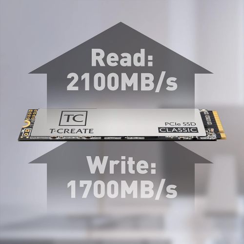  TEAMGROUP T-CREATE CLASSIC 1TB for Creators 3D NAND TLC NVMe 1.3 M.2 PCIe Gen3x4 2280 Internal Solid State Drive SSD (Read Speed up to 2100MB/s) TBW 600TB for Laptop & PC Desktop T