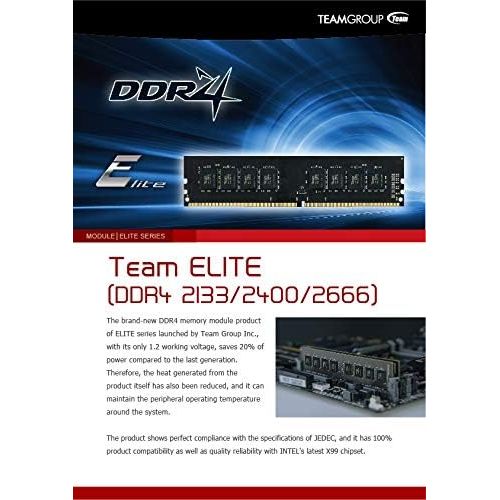  TEAMGROUP Elite DDR4 8GB Single 2400MHz PC4-19200 CL16 Unbuffered Non-ECC 1.2V 1Rx8 UDIMM 288 Pin PC Computer Desktop Memory Module Ram Upgrade- TED48G2400C1601