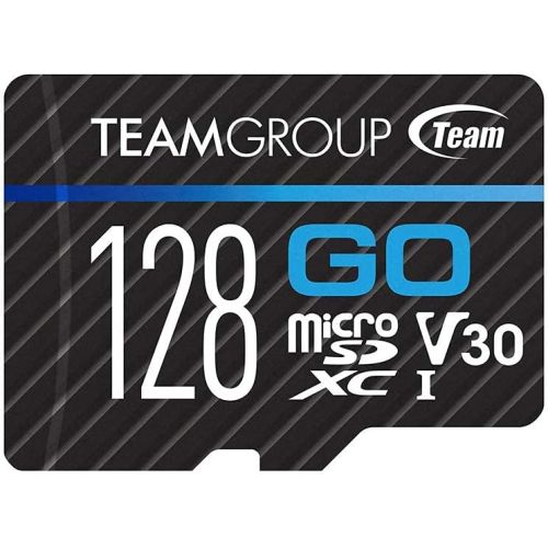  TEAMGROUP GO Card 128GB Micro SDXC UHS-I U3 V30 4K for GoPro & Drone & Action Cameras High Speed Flash Memory Card with Adapter for Outdoor, Sports, 4K Shooting, Nintendo-Switch TG