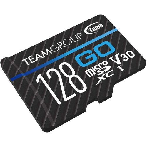  TEAMGROUP GO Card 128GB Micro SDXC UHS-I U3 V30 4K for GoPro & Drone & Action Cameras High Speed Flash Memory Card with Adapter for Outdoor, Sports, 4K Shooting, Nintendo-Switch TG