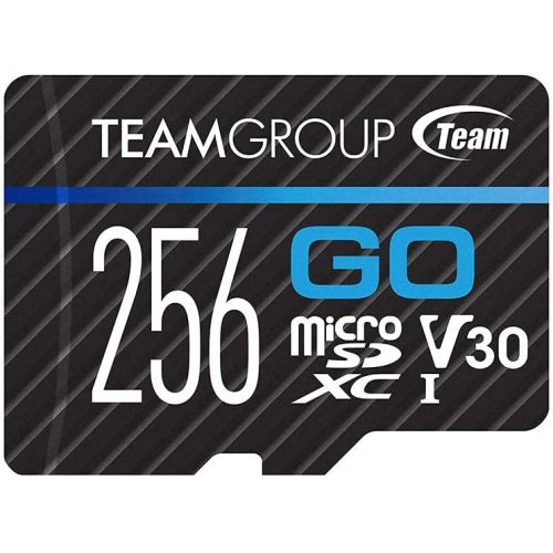  TEAMGROUP GO Card 256GB Micro SDXC UHS-I U3 V30 4K for GoPro & Drone & Action Cameras High Speed Flash Memory Card with Adapter for Outdoor, Sports, 4K Shooting, Nintendo-Switch TG