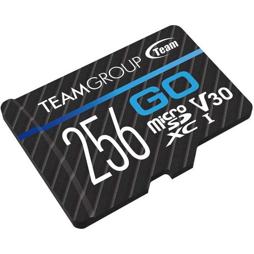  TEAMGROUP GO Card 256GB Micro SDXC UHS-I U3 V30 4K for GoPro & Drone & Action Cameras High Speed Flash Memory Card with Adapter for Outdoor, Sports, 4K Shooting, Nintendo-Switch TG