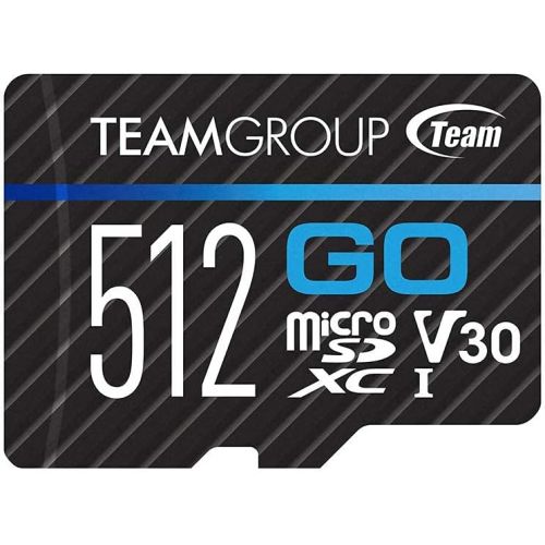  TEAMGROUP GO Card 512GB Micro SDXC UHS-I U3 V30 4K for GoPro & Drone & Action Cameras High Speed Flash Memory Card with Adapter for Outdoor, Sports, 4K Shooting, Nintendo-Switch TG
