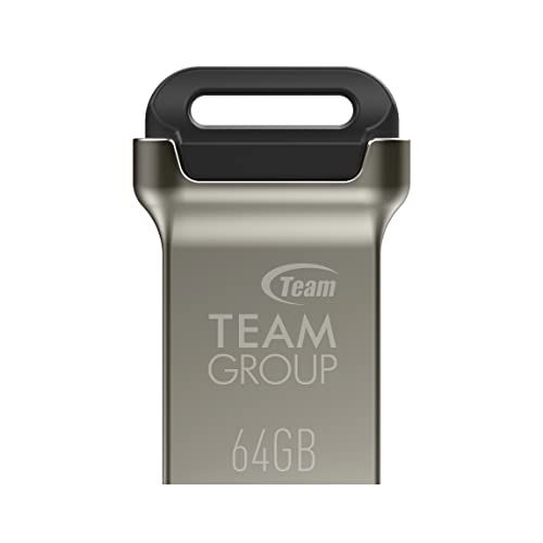  TEAMGROUP C162 64GB USB 3.2 Gen 1 (USB 3.1/3.0) Mini Fits Metal USB Flash Thumb Drive, External Data Storage Memory Stick Compatible with Computer/Laptop, Read up to 90MB/s (Black)