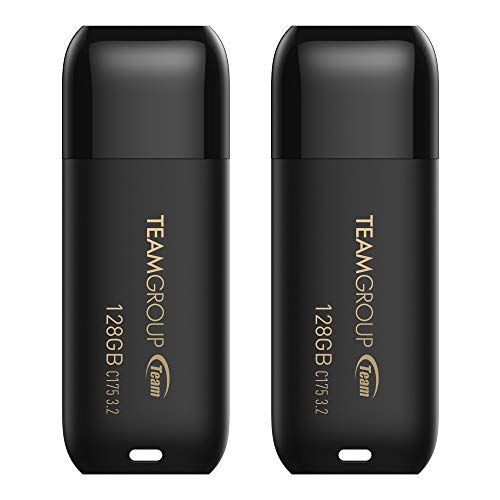  TEAMGROUP C175 128GB 2 Pack USB 3.2 Gen 1 (USB 3.1/3.0) USB Flash Thumb Drive, External Data Storage Memory Stick Compatible with Computer/Laptop (Matte Black) TC1753128GB22