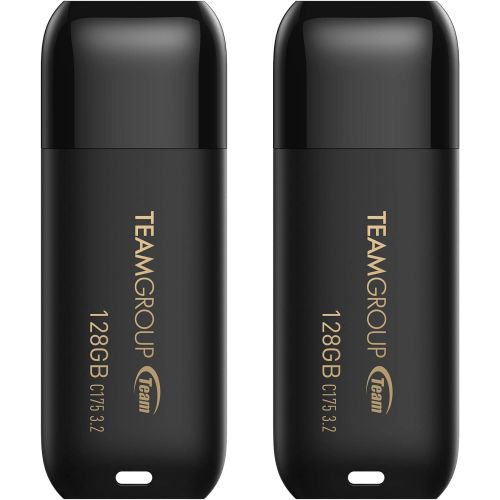  TEAMGROUP C175 128GB 2 Pack USB 3.2 Gen 1 (USB 3.1/3.0) USB Flash Thumb Drive, External Data Storage Memory Stick Compatible with Computer/Laptop (Matte Black) TC1753128GB22