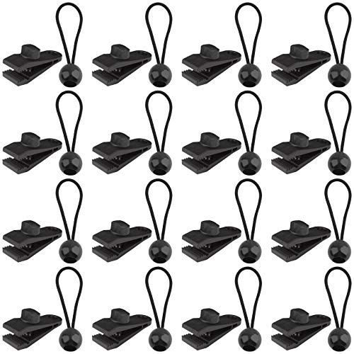  TEANTECH 32PCS Tarp Clips with 6 inch Ball Bungee Cords - Heavy Duty Lock Grip Thumb Screw Camp Tent Clips for Outdoor Camping Caravan Awnings Canopies Swimming Pool Covers Car Covers