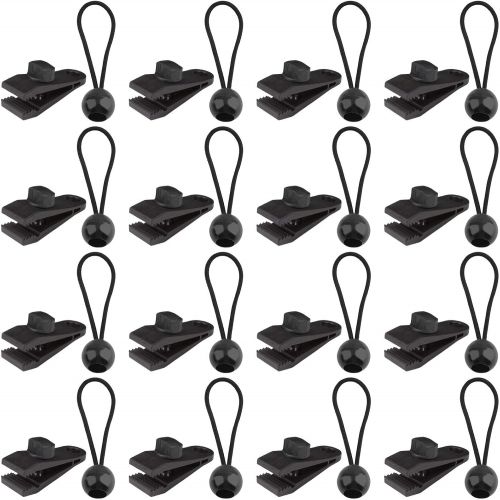  TEANTECH 32PCS Tarp Clips with 6 inch Ball Bungee Cords - Heavy Duty Lock Grip Thumb Screw Camp Tent Clips for Outdoor Camping Caravan Awnings Canopies Swimming Pool Covers Car Covers