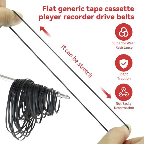  [아마존베스트]TEANTECH Recorder Rubber Belt - Cassette Recorder Repair Maintenance Mix Flat Cassette Tape Machine Rubber Belts 40-135MM (50PCS) (Width 3MM)