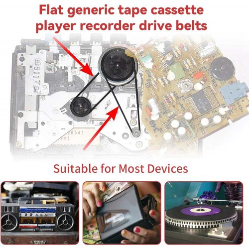  [아마존베스트]TEANTECH Recorder Rubber Belt - Cassette Recorder Repair Maintenance Mix Flat Cassette Tape Machine Rubber Belts 40-135MM (50PCS) (Width 3MM)