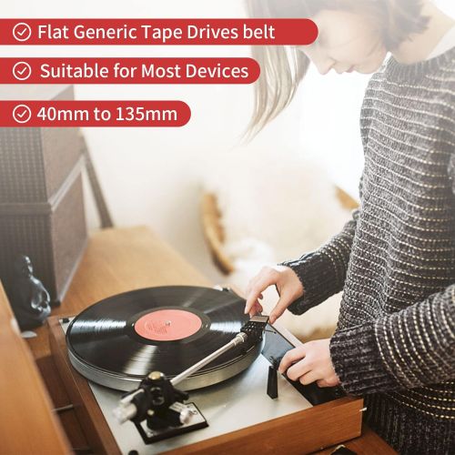  [아마존베스트]TEANTECH Recorder Rubber Belt - Cassette Recorder Repair Maintenance Mix Flat Cassette Tape Machine Rubber Belts 40-135MM (50PCS) (Width 2MM)