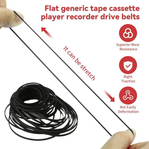  TEANTECH Recorder Rubber Belt - Cassette Recorder Repair Maintenance Mix Flat Cassette Tape Machine Rubber Belts 40-135 MM (50PCS) (Width 4MM)