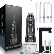 Portable Cordless Water Dental Flosser, 5 Modes 5 Jet Tips Oral Water Flossers for Teeth Cleaning, IPX7 Waterproof 2500mAh Rechargeable 300ml Water Tank for Family Travel