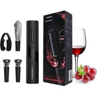Electric Wine Opener Set TEBIKIN Automatic Wine Bottle Openers Cordless Battery Powered Corkscrew with Vacuum Wine Stoppers Wine Aerator Pourer Foil Cutter for Home Gift Party Vale