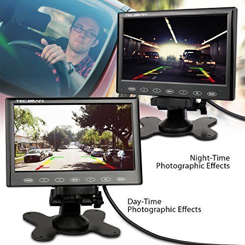  TEC.BEAN Ultra-thin 7 HD LCD Vehicle Backup Camera & Monitor Support MP5 Function Night Vision USB Port Touch Button Designed Waterproof Car Rear View Camera WVGA 800RGB480 Distanc