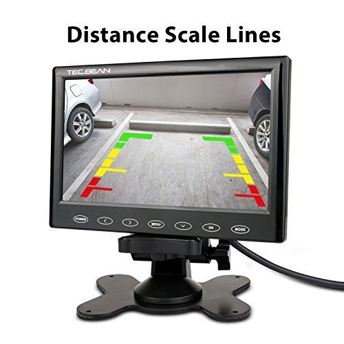  TEC.BEAN Ultra-thin 7 HD LCD Vehicle Backup Camera & Monitor Support MP5 Function Night Vision USB Port Touch Button Designed Waterproof Car Rear View Camera WVGA 800RGB480 Distanc