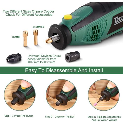  [아마존 핫딜] [아마존핫딜]Upgraded Rotary Tool TECCPO 8,000-35,000RPM, Universal Keyless Chuck, Flex shaft, Cutting Guide, Auxiliary Handle 84 Accessories & Attachments, Ideal for Halloween Pumpkin Carving