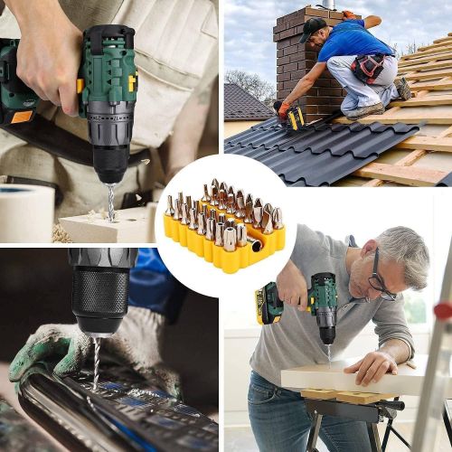  TECCPO Power Drill, Cordless Drill with Battery and Charger(2000mAh), 530 In-lbs, 24+1 Torque Setting, 0-1700RPM Variable Speed, 33pcs Accessories Drill Set, Drill with 1/2 Metal K