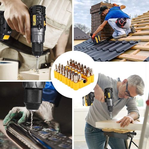  TECCPO Cordless Drill, 20V Drill Set, Power Drill Driver with 530 In-lbs, 1/2 Metal Chuck, 2.0Ah Battery, 24+1 Torque Setting, Fast Charger 2.0A, Variable 2-Speed, Drill with 33pcs