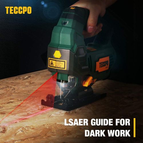  [아마존베스트]TECCPO 6.5Amp Jigsaw, 3000 SPM Jig saw with Laser, 6 Variable Speed, Tool-free Switching Angle(-45°-45°), 6 Blades, Carrying Case, Scale Ruler, Pure Copper Motor -TAJS01P