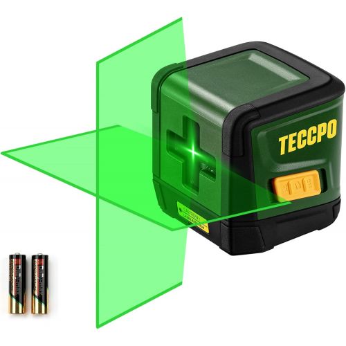  Self-Leveling Laser Level, TECCPO 100ft/30m Green Cross Line Laser, ±3mm/10m Leveling Accuracy, Horizontal and Vertical Line for Construction Picture Hanging, Home Renovation Floor