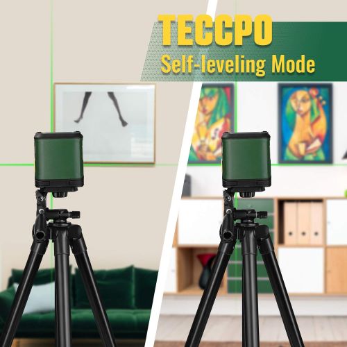  Self-Leveling Laser Level, TECCPO 100ft/30m Green Cross Line Laser, ±3mm/10m Leveling Accuracy, Horizontal and Vertical Line for Construction Picture Hanging, Home Renovation Floor