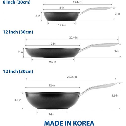  TECHEF - Onyx Collection 8-Inch Nonstick Frying Pan Skillet, PFOA-Free, Dishwasher Oven Safe, Stainless Steel Handle, Induction-Ready, Made in Korea (8-inch)