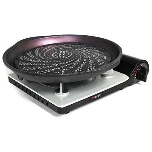  [아마존베스트]TECHEF - Stovetop Korean BBQ Non-Stick Grill Pan with Agni Portable Gas Stove Burner, Made in Korea
