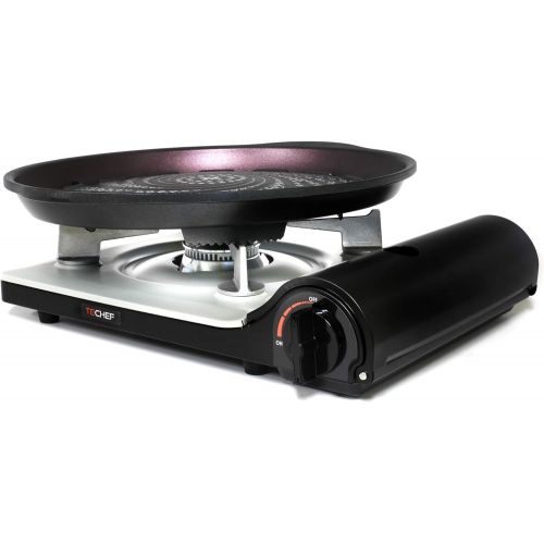  [아마존베스트]TECHEF - Stovetop Korean BBQ Non-Stick Grill Pan with Agni Portable Gas Stove Burner, Made in Korea