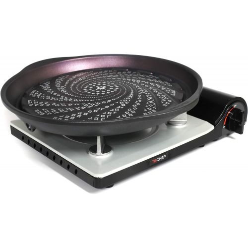  [아마존베스트]TECHEF - Stovetop Korean BBQ Non-Stick Grill Pan with Agni Portable Gas Stove Burner, Made in Korea