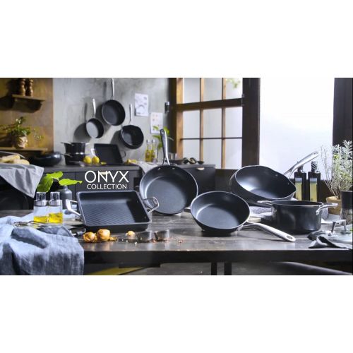  [아마존베스트]TECHEF - Onyx Collection, 12-Inch Everyday Pan with Glass Lid, coated with New Teflon Platinum Non-Stick Coating (PFOA Free)