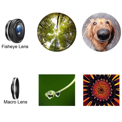  Phone Camera Lens Kit, TECHO 5 in 1 Cell Phone Lenses - 12X Zoom Telephoto Lens + Wide Angle Lens + Fisheye Lens + Macro Lens + Monocular Telescope Compatible with iPhone, Android,
