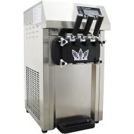 TECHTONGDA Commercial Soft Ice Cream Machine 3 Flavors Electric Soft Ice Cream Maker Precooling Auto Clean LED Display