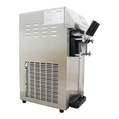  TECHTONGDA Commercial Soft Ice Cream Machine 3 Flavors Electric Soft Ice Cream Maker Precooling Auto Clean LED Display