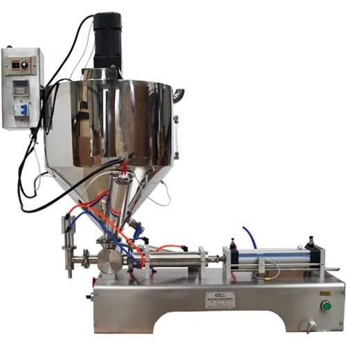  TECHTONGDA Paste Liquid Fill Machine One Nozzle Piston Filler with Mixing and Heating Hopper Bottle Pack Seal (5-50ml)