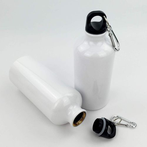  TECHTONGDA 50pcs 600ml Blank Coated Sublimation Aluminium Water Bottle White Sport Bottle Sublimation Transfer with Safe Lock and Free 2 Rolls Heat Tape