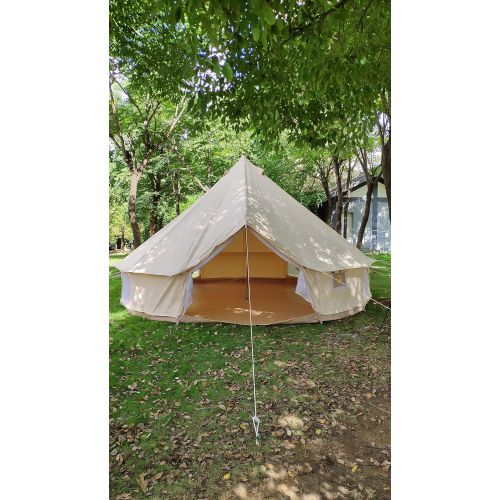  TECHTONGDA 3m Cotton Canvas Bell Tent Waterproof Hunting Camping Yurt Tent Luxury(9.8ft(3m) for 3-5 Persons)