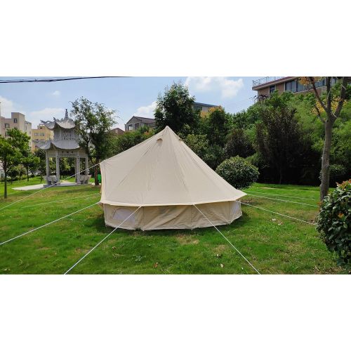  TECHTONGDA 3m Cotton Canvas Bell Tent Waterproof Hunting Camping Yurt Tent Luxury(9.8ft(3m) for 3-5 Persons)