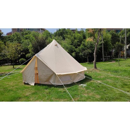  TECHTONGDA 3m Cotton Canvas Bell Tent Waterproof Hunting Camping Yurt Tent Luxury(9.8ft(3m) for 3-5 Persons)