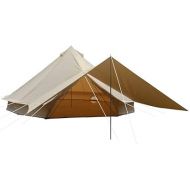 TECHTONGDA 6m Canvas Bell Tent Ultimate Yurt with Front Awning for Glamping Outdoor Camping Beige
