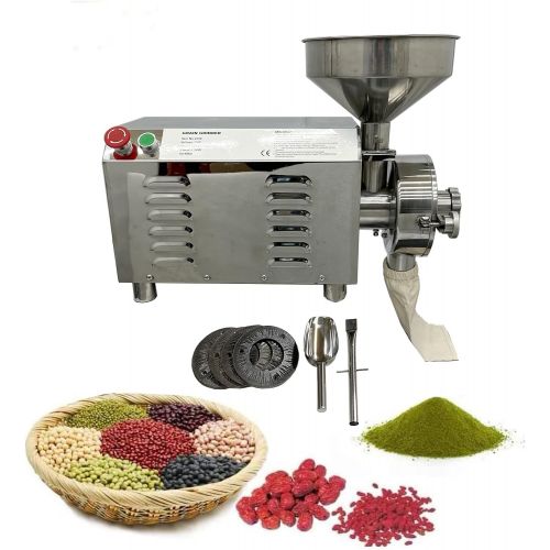  [아마존베스트]TECHTONGDA Commercial Grain Grinder Mill Machine Pulverizer Mill Equipment Powder Electric Grinding Machine for Spice and Chinese Herb Grinder with Stainless steel